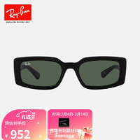 雷朋（RayBan）太阳镜时尚窄框黑超墨镜男女款出街眼镜0RB4395F 667771黑色镜框深绿色镜片