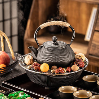 瓷牌茗茶具围炉煮茶茶具套装电陶炉煮茶器家用烧水泡茶铁壶茶壶泡茶器 《黑丁》铁壶 0.3L