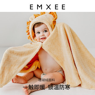 嫚熙婴儿童浴巾新生浴袍超软全棉速干宝宝包被带帽斗篷小萌兽款