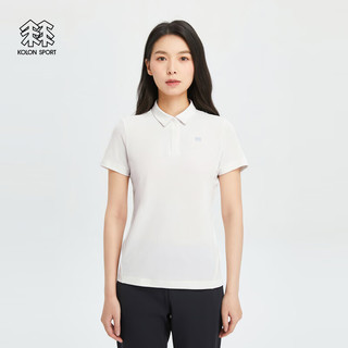 KOLON SPORT/可隆POLO衫 女子户外休闲运动吸湿速干翻领打底短袖T恤 LKPT4MTT02-IV 象牙白 155/XS