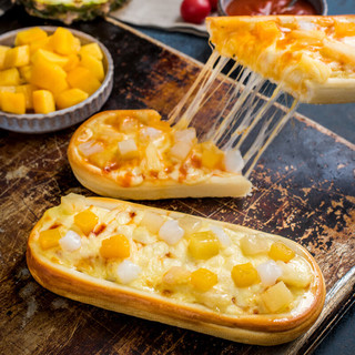 小萨牛牛 乳酸菌水果芝士船披萨90g*3袋 pizza比萨半成品空气炸锅食材烘焙