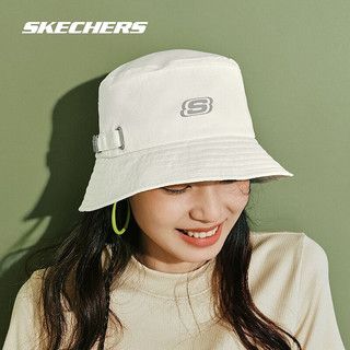 斯凯奇（Skechers）帽子2024年春季运动帽男女同款白色时尚渔夫帽 L124U080 豆腐白/0211 均码
