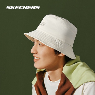 斯凯奇（Skechers）帽子2024年春季新款运动帽男女同款白色时尚渔夫帽 L124U080 豆腐白/0211 均码