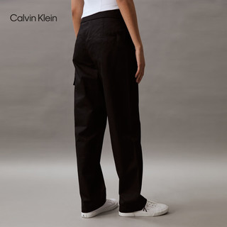 Calvin Klein Jeans24春夏新款女士时尚翻折腰边工装口袋直筒休闲裤J223324 BEH-太空黑 25