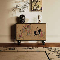 韵祺阁中式复古客厅玄关装饰柜实木餐边柜家用酒柜置物柜卧室床尾柜 南美胡桃木 尺寸:长115*宽40*高85cm