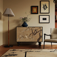 韵祺阁中古风现代实木餐边柜家用酒柜卧室杂物收纳柜法式客厅玄关装饰柜 北美白蜡木 尺寸:长115*宽40*高85cm