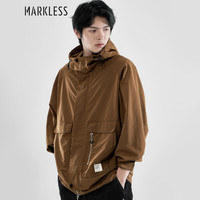 Markless 外套男士24年春季连帽休闲上衣潮流宽松夹克WTB4151M 棕色 XL