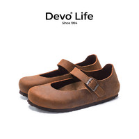 Devo 的沃 软木鞋包头包跟全包文艺森女日系复古休闲女鞋66009