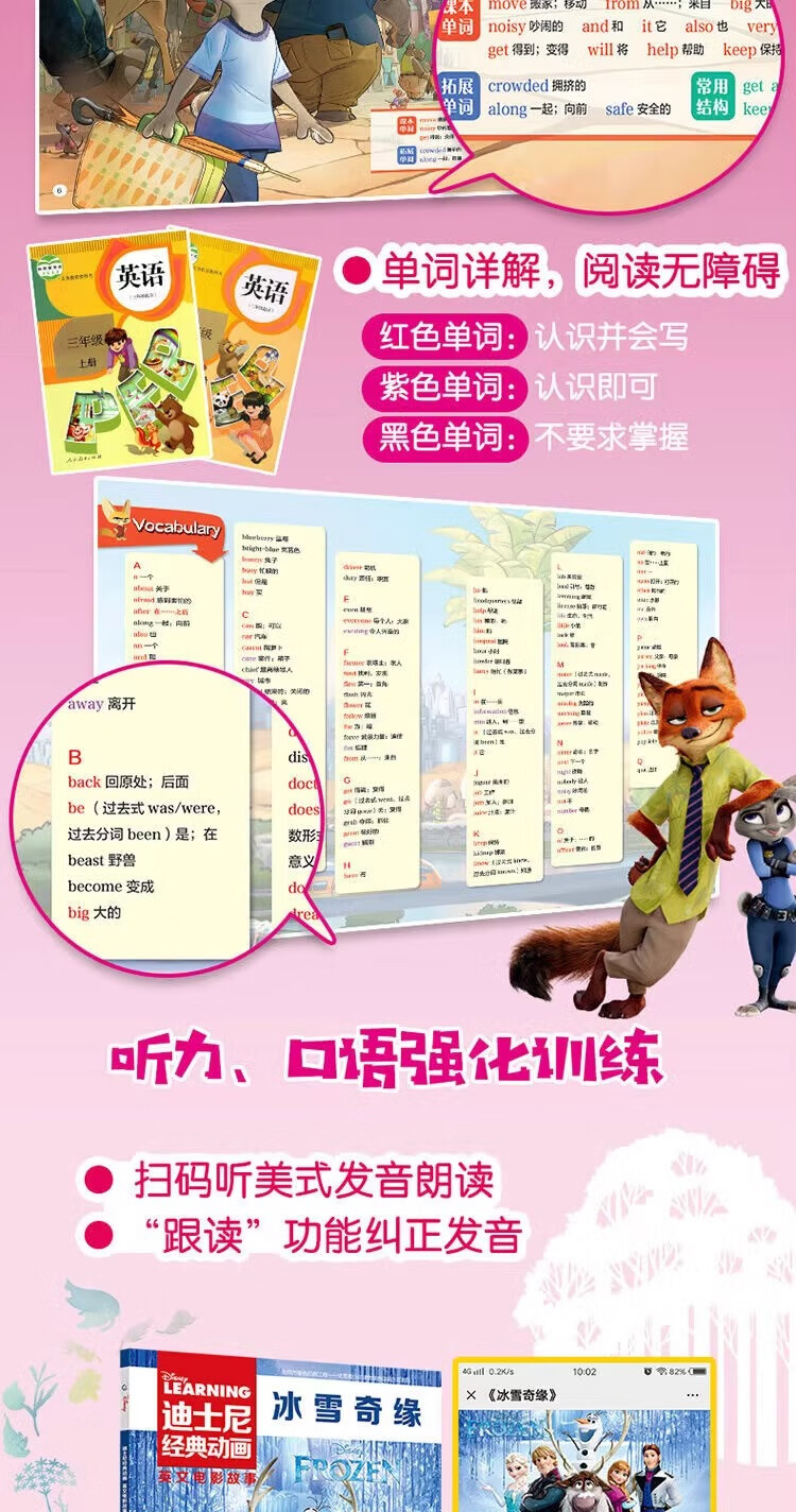 20册迪士尼经典动画英文电影故事书疯狂动物城儿童启蒙英语分级