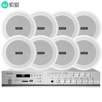 索爱(soaiy)SA-9005吸顶音响喇叭套装蓝牙家庭影院功放机吊顶背景音乐门店会议广播播放音箱8英寸一拖八 定额功率100W+8英寸一拖八