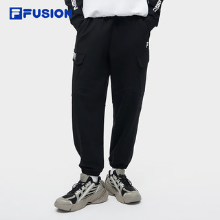 FILA FUSION斐乐潮牌针织长裤男2024春季时尚宽松收口休闲裤 正黑色-BK 175/84A/L