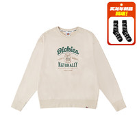 dickies24春夏 宽松休闲胸前印花圆领毛圈布卫衣DK013090 浅沙灰 XL