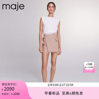 Maje2024早春女装时尚气质设计感高腰羊毛混纺短裤MFPSH00531 米黄色 T34