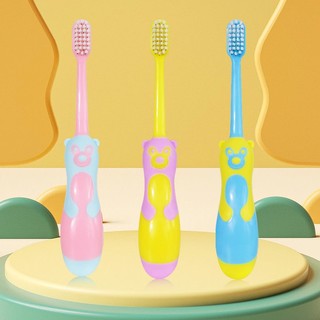 弗祺（Fugotgood）儿童牙刷小刷头纤细软毛6-12岁宝宝牙刷幼儿牙刷口腔清洁 粉蓝黄三件套