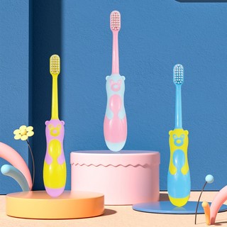 弗祺（Fugotgood）儿童牙刷小刷头纤细软毛6-12岁宝宝牙刷幼儿牙刷口腔清洁 粉蓝黄三件套