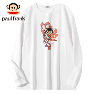 大嘴猴（paul frank）长袖T恤女士2024春季宽松圆领潮流ins百搭上衣女白色M PFATT233911W白色 M【体重90-110斤】