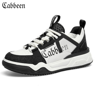 卡宾（CABBEEN）男士板鞋百搭潮牌男鞋潮流运动休闲鞋厚底面包鞋子男 黑白 40 40(偏大,拍小一码)