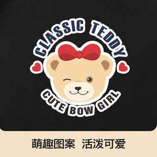 Classic Teddy精典泰迪女童裤子儿童卫裤中大童装春季长裤春装衣服 黑色英文蝴蝶结熊 150