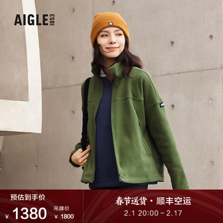 AIGLE艾高秋冬ACW22WFLE003女士户外休闲保暖全拉链抓绒衣外套 橄榄绿 AG022 L(170/92A)