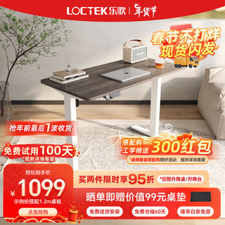 Loctek 乐歌 E2S 电动升降电脑桌 白色+灰木纹 1.2m 圆角款