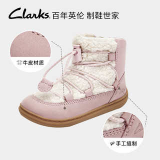 【断码清仓】clarks其乐童鞋男女童时尚绑带拼接可爱保暖棉靴靴子