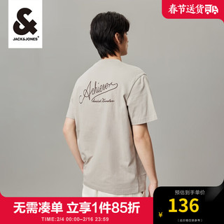 杰克·琼斯（JACK&JONES）男装春夏短袖时尚简约休闲宽松字母纯棉短袖T恤男224101137 C02 伦雾灰 165/88A/XS