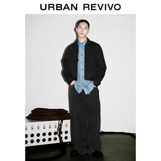 URBAN REVIVO UR2024春季男装时尚超宽松设计感不对称贴袋夹克UMV140006 正黑 S(XS-S)