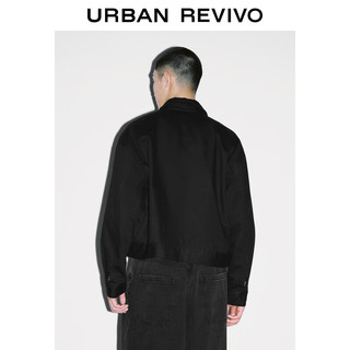URBAN REVIVO UR2024春季男装时尚超宽松设计感不对称贴袋夹克UMV140006 正黑 S(XS-S)