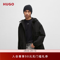 HUGO男士2024早春堆叠风徽标搭扣防泼水派克夹克 001-黑色 EU:L