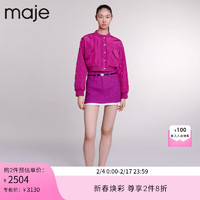 Maje2024早春女装时尚休闲棉衣棉服夹克短外套上衣MFPBL00715 玫红色 T1