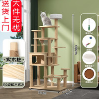 宠者堡 实木猫爬架猫树猫抓板剑麻黄麻猫抓柱太空舱大型多层跳台小型四季通用带猫窝一体通天柱