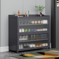 竹喻防尘收纳柜鞋柜多用储物柜家用大容量整理箱大号鞋架收纳架储物柜 翻门宁静灰-5层82长 组装