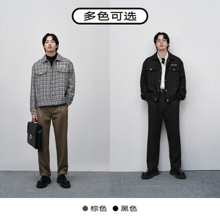 GXG男装  零压系列多色含羊毛简约通勤基础套西西裤24年春季 黑色 180/XL