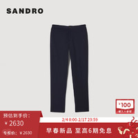 SANDRO2024早春男装日常商务通勤纯色直筒休闲裤SHPPA01337 深蓝色 40