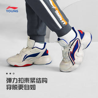 LI-NING 李宁 童鞋休闲鞋男大童鲲鹏官方正品圆头鞋子青少年轻便低帮运动鞋