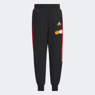 adidas阿迪达斯轻运动新年款男小童儿童春季束脚运动裤JF3877 黑色/浅猩红 140CM