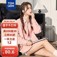 唐狮 TONLION女精致刺绣设计长袖衬衫mt 粉红 S