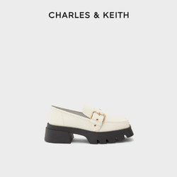 CHARLES & KEITH CHARLES&KEITH秋季女鞋CK1-70900335女士金属扣带饰厚底乐福鞋