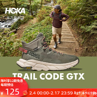 HOKA ONE ONE男款春季中帮轻量舒适防水徒步鞋TRAIL CODE GTX户外 板岩色/橡木白 42.5