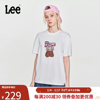 Lee24早春舒适版渐变字母印花男友风白色女短袖T恤LWT0082514 白色 XS