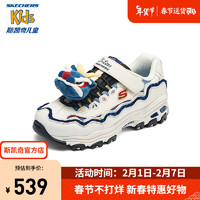 斯凯奇（Skechers）奇龙鞋女童新年款休闲红色老爹鞋时尚魔术贴运动鞋 乳白色/蓝色/OWBL 36码