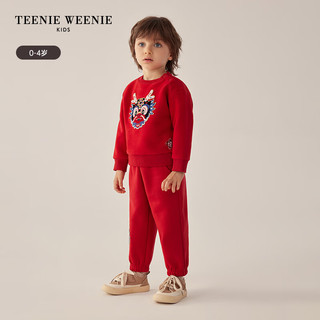 Teenie Weenie Kids小熊童装24早春男宝宝龙年红色加绒卫衣 红色 100cm