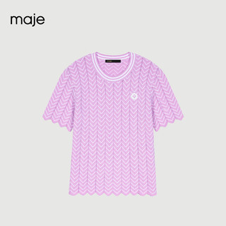 Maje2024早春女装时尚镂空修身紫色短袖针织衫上衣MFPPU00738 淡紫色 T0