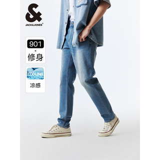 杰克·琼斯（JACK&JONES）男装901修身牛仔裤男休闲小脚裤牛仔男裤微弹凉爽裤子男士衣服 C40浅牛仔蓝 常规 C40浅牛仔蓝 180/86A/LRW