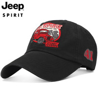 Jeep吉普帽子男秋冬棒球帽潮休闲刺绣鸭舌嘻哈防晒遮阳款太阳帽 CA0059黑色 均码(56-61)可调节