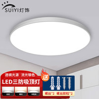 岁艺 SHUIYI三防吸顶灯LED超薄卧室灯具卫生间灯走廊过道灯银边24W白光