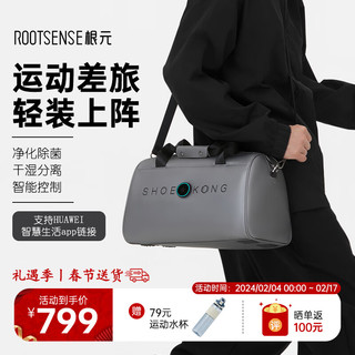 RootSense 根元 情人节礼物智能运动包MINI健身训练男女手提斜挎旅行包干湿分离 轻装备运动 星河灰 18L