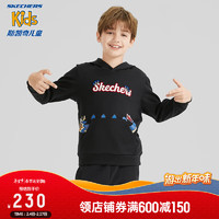 Skechers斯凯奇新年童装男童袋鼠袋卫衣儿童2024龙年上衣L124B007 碳黑/0018 140cm