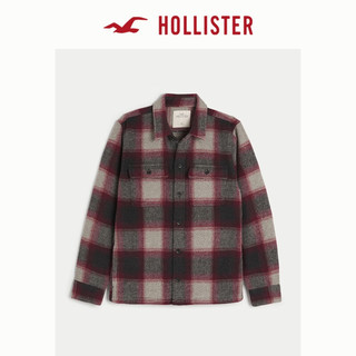 HOLLISTER 冬美式复古舒适保暖外套男  331688-1 黑色格纹 M