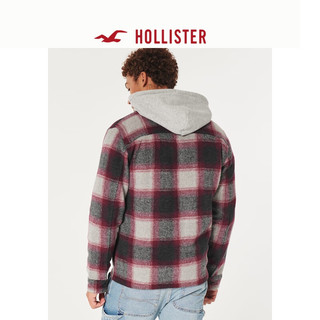 HOLLISTER 冬美式复古舒适保暖外套男  331688-1 黑色格纹 M